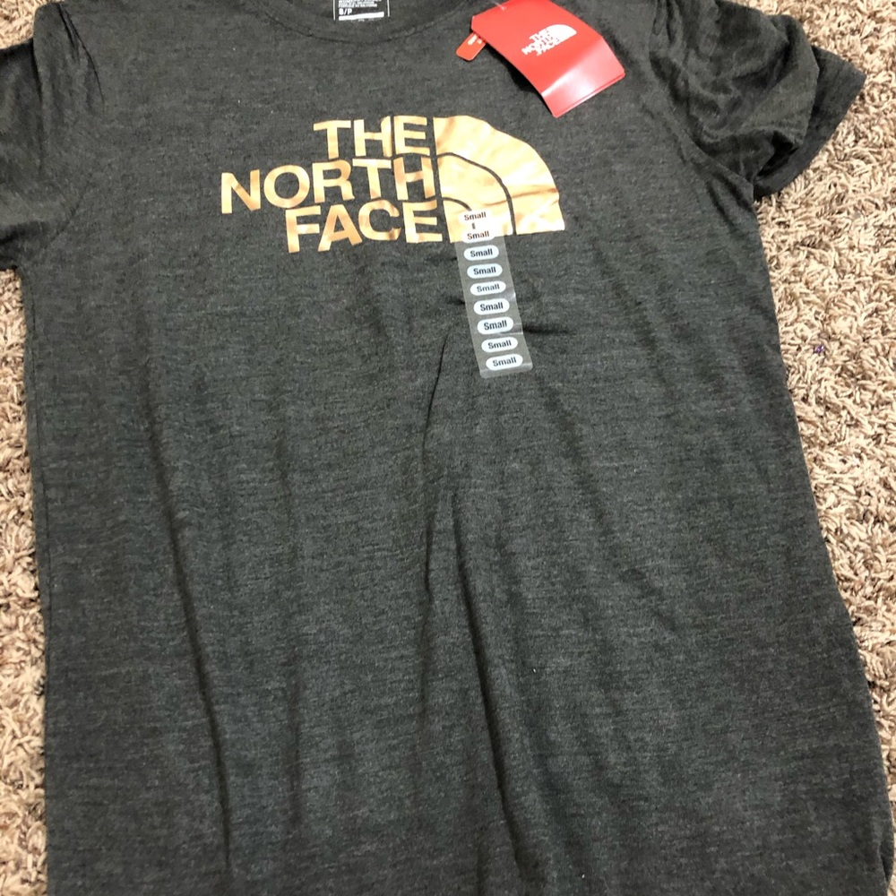 Grey with rose gold North Face shirt